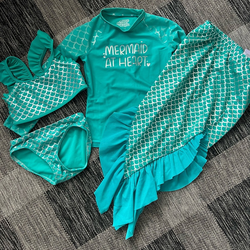 Mermaid Tail Swim Set and rashguard